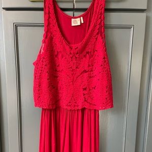 Anthropologie Red Lace Dress Size M